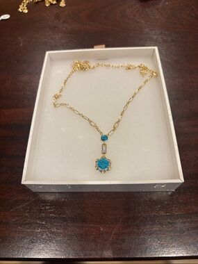 Dec 25: Turquoise on Gold Necklace